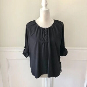 Cotton On Tab Sleeve Black Blouse XS